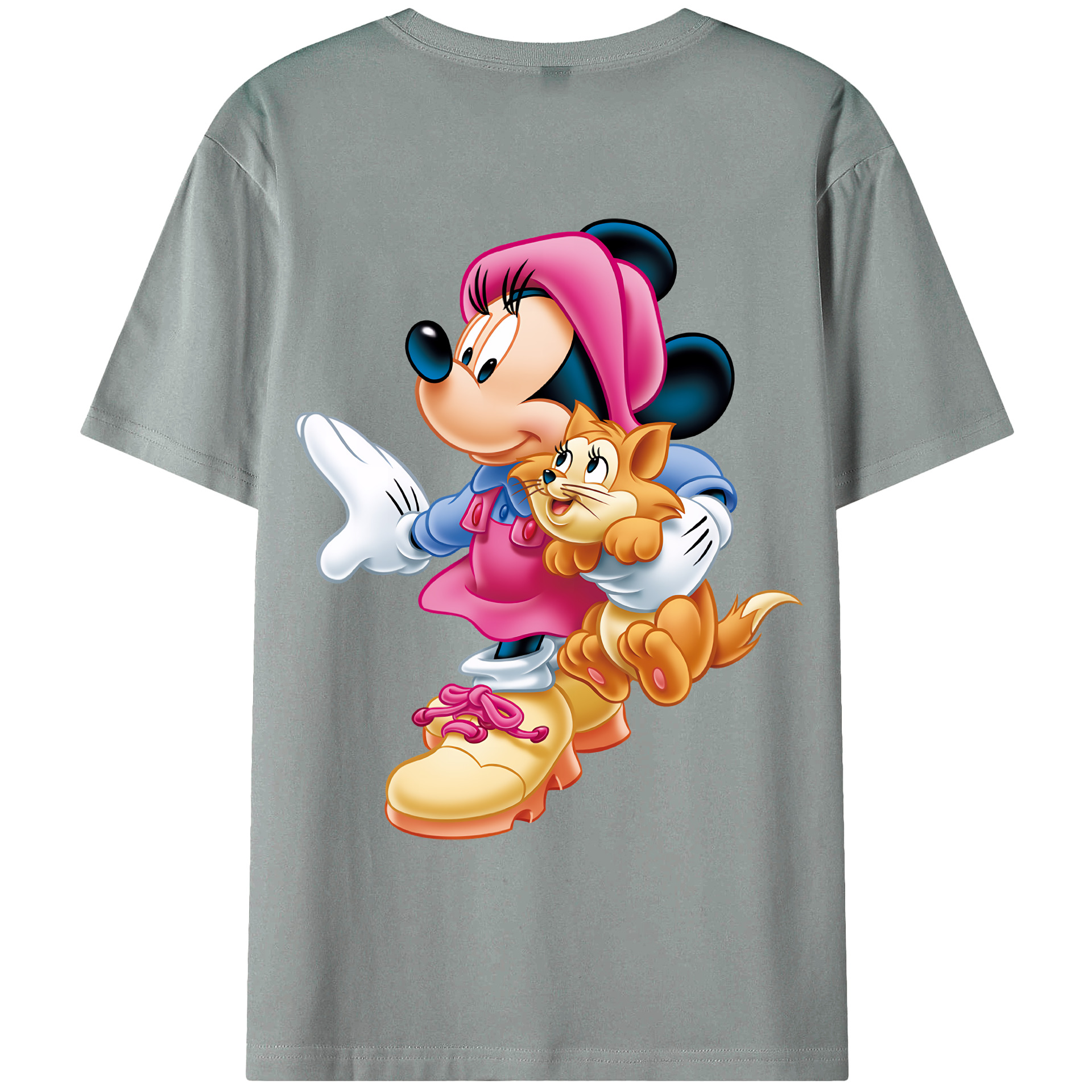 （画像用） ミッキーマウス Mickey Mouse 綿100％ メンズ半袖Tシャツ（バックプリント） 通気性